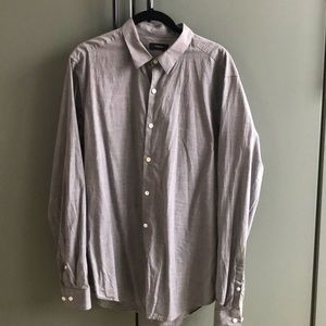 light gray THEORY 100% cotton button down longsleeve lightweight shirt EUC